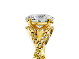 Yellow gold Oval Cut Diamond with Yellow Sapphire side stone Halo Twist Band Solitaire Prong Setting Ring_17