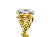 Yellow gold Oval Cut Diamond with Yellow Sapphire side stone Halo Twist Band Solitaire Prong Setting Ring_29