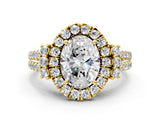 Yellow gold Oval Cut Double Halo Diamond Engagement Ring with Pave Band and Four-Prong Setting_42