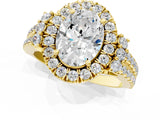Yellow gold Oval Cut Double Halo Diamond Engagement Ring with Pave Band and Four-Prong Setting_43