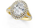 Yellow gold Oval Cut Double Halo Split Shank Diamond Ring with Prong Setting_50