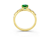 Yellow gold Oval Cut Emerald Cluster Side Stone Solitaire Ring with Prong Setting_27