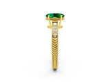 Yellow gold Oval Cut Emerald Engagement Ring with Milgrain Channel Set Band and Prong Setting_2