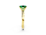 Yellow gold Oval Cut Emerald Engagement Ring with Side Stone Accents and Four-Prong Setting_29