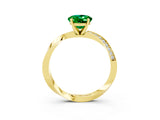 Yellow gold Oval Cut Emerald Engagement Ring with Side Stone Accents and Four-Prong Setting_30