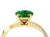 Yellow gold Oval Cut Emerald Engagement Ring with Side Stone Accents and Four-Prong Setting_31