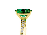 Yellow gold Oval Cut Emerald Engagement Ring with Side Stone Accents and Four-Prong Setting_32