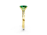 Yellow gold Oval Cut Emerald Engagement Ring with Side Stone Accents and Four-Prong Setting_62