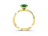Yellow gold Oval Cut Emerald Engagement Ring with Side Stone Accents and Four-Prong Setting_63