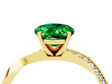 Yellow gold Oval Cut Emerald Engagement Ring with Side Stone Accents and Four-Prong Setting_64