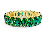 Yellow gold Oval Cut Emerald Eternity Band with Shared Prong Setting