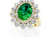 Yellow gold Oval Cut Emerald Floral Double Halo Engagement Ring with Prong Setting_61