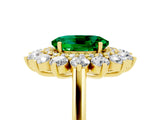 Yellow gold Oval Cut Emerald Floral Double Halo Engagement Ring with Prong Setting_65