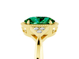 Yellow gold Oval Cut Emerald Halo Ring with Tapered Band and Four-Prong Setting_5