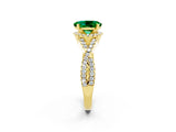 Yellow gold Oval Cut Emerald  Halo Twist Band Solitaire Prong Setting Ring_26