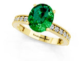 Yellow gold Oval Cut Emerald Milgrain Pavé Engagement Ring with Four-Prong Setting_13