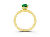 Yellow gold Oval Cut Emerald Milgrain Pavé Engagement Ring with Four-Prong Setting_15