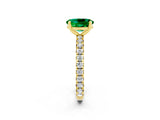 Yellow gold Oval Cut Emerald Pavé Solitaire Ring with Round Band and Prong Setting_26