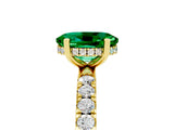 Yellow gold Oval Cut Emerald Pave Band Solitaire Ring with Four-Prong Setting_29