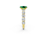 Yellow gold Oval Cut Emerald Prong Setting with Side Stones on a Pave Band_2