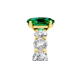 Yellow gold Oval Cut Emerald Prong Setting with Side Stones on a Pave Band_5