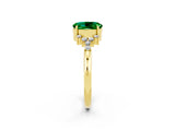 Yellow gold Oval Cut Emerald Ring with Side Stones and Four-Prong Setting_74