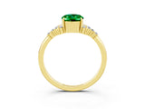 Yellow gold Oval Cut Emerald Ring with Side Stones and Four-Prong Setting_75