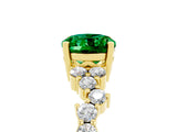 Yellow gold Oval Cut Emerald Scattered Round Accent Ring with Prong Setting_17