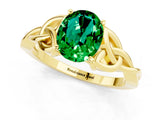 Yellow gold Oval Cut Emerald Solitaire Celtic Knot Ring with Four-Prong Setting_13
