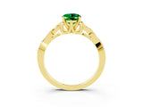 Yellow gold Oval Cut Emerald Solitaire Celtic Knot Ring with Four-Prong Setting_15