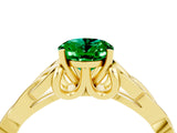 Yellow gold Oval Cut Emerald Solitaire Celtic Knot Ring with Four-Prong Setting_16