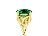 Yellow gold Oval Cut Emerald Solitaire Celtic Knot Ring with Four-Prong Setting_17