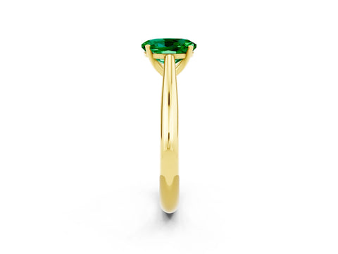 Yellow gold Oval Cut Emerald Solitaire Engagement Ring with Cathedral Setting and Four-Prong Mount_14