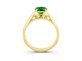 Yellow gold Oval Cut Emerald Solitaire Engagement Ring with Cathedral Setting and Four-Prong Mount_21