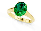 Yellow gold Oval Cut Emerald Solitaire Engagement Ring with Cathedral Setting and Four-Prong Mount_67