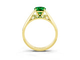 Yellow gold Oval Cut Emerald Solitaire Engagement Ring with Cathedral Setting and Four-Prong Mount_69