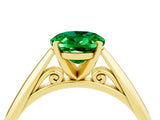 Yellow gold Oval Cut Emerald Solitaire Engagement Ring with Cathedral Setting and Four-Prong Mount_70