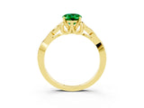 Yellow gold Oval Cut Emerald Solitaire Engagement Ring with Celtic Knot Band and Four-Prong Setting_3