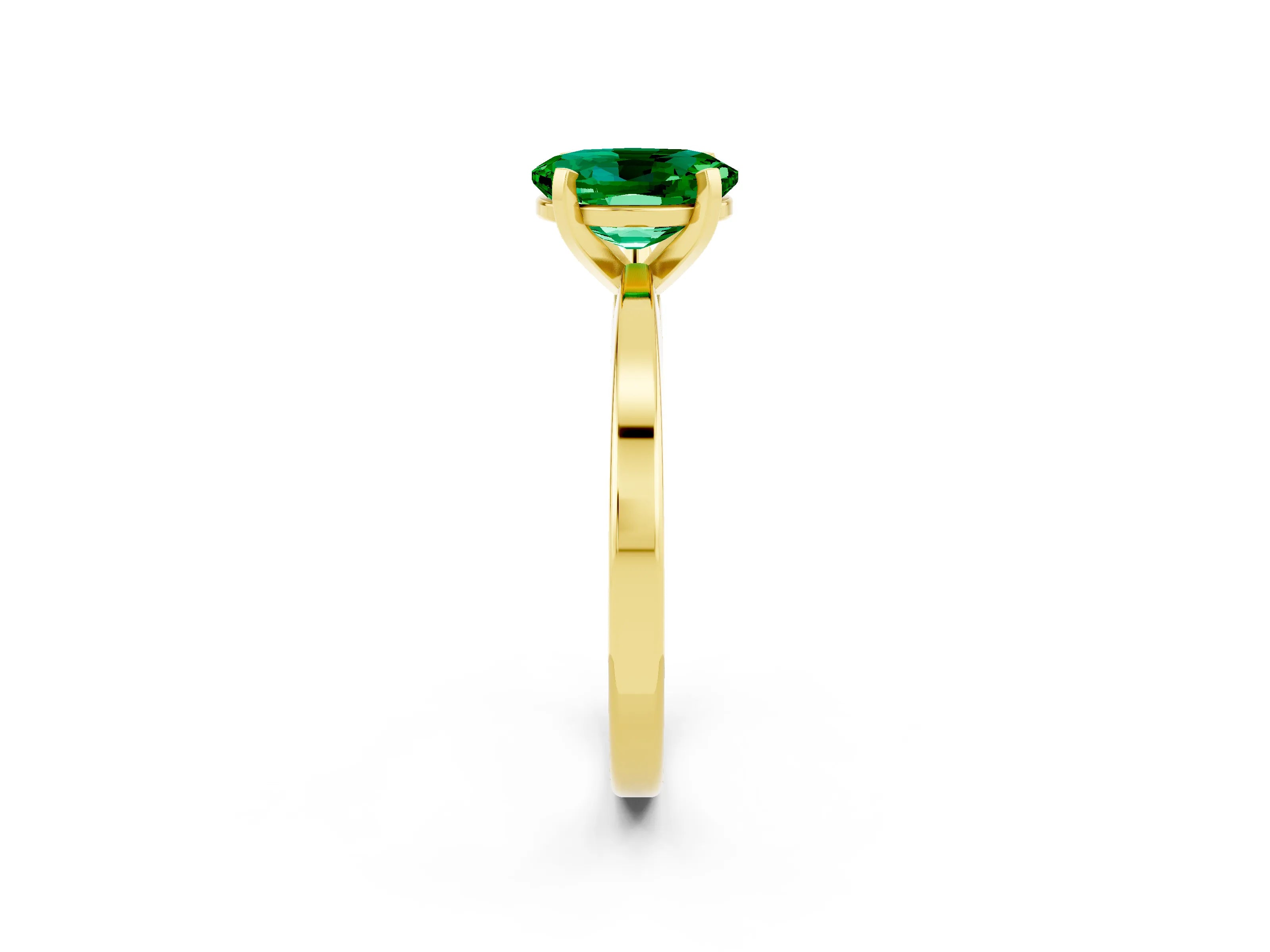 Yellow gold Oval Cut Emerald Solitaire Engagement Ring with Classic Band and Four-Prong Setting_26