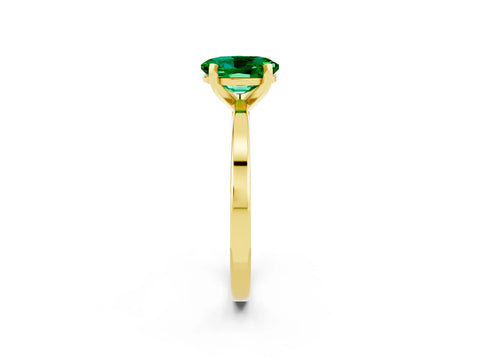 Yellow gold Oval Cut Emerald Solitaire Engagement Ring with Classic Band and Four-Prong Setting_26