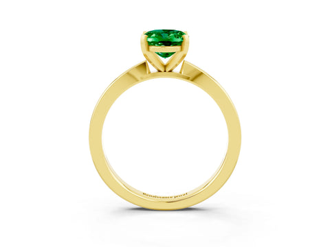 Yellow gold Oval Cut Emerald Solitaire Engagement Ring with Classic Band and Four-Prong Setting_27