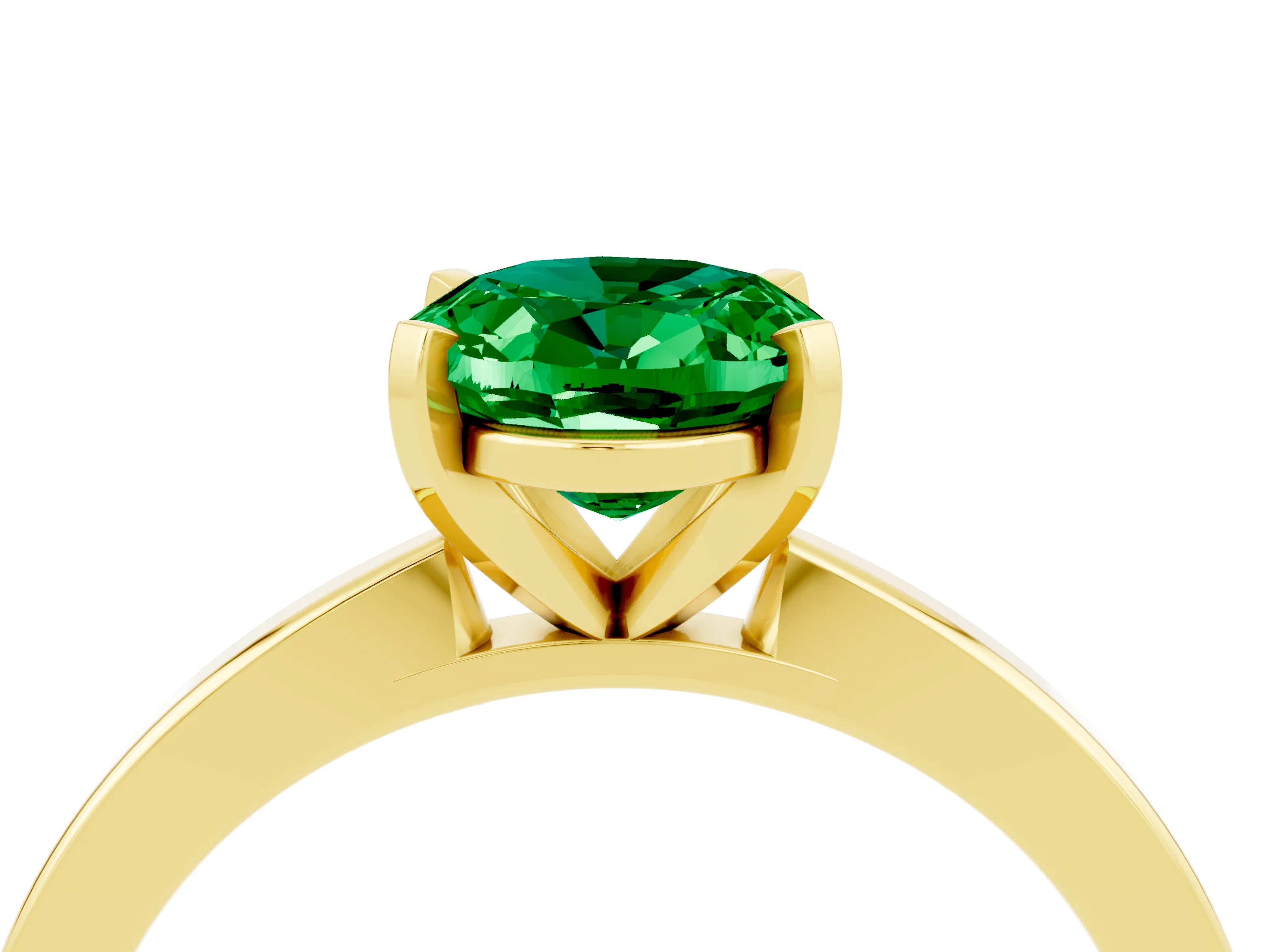 Yellow gold Oval Cut Emerald Solitaire Engagement Ring with Classic Band and Four-Prong Setting_28