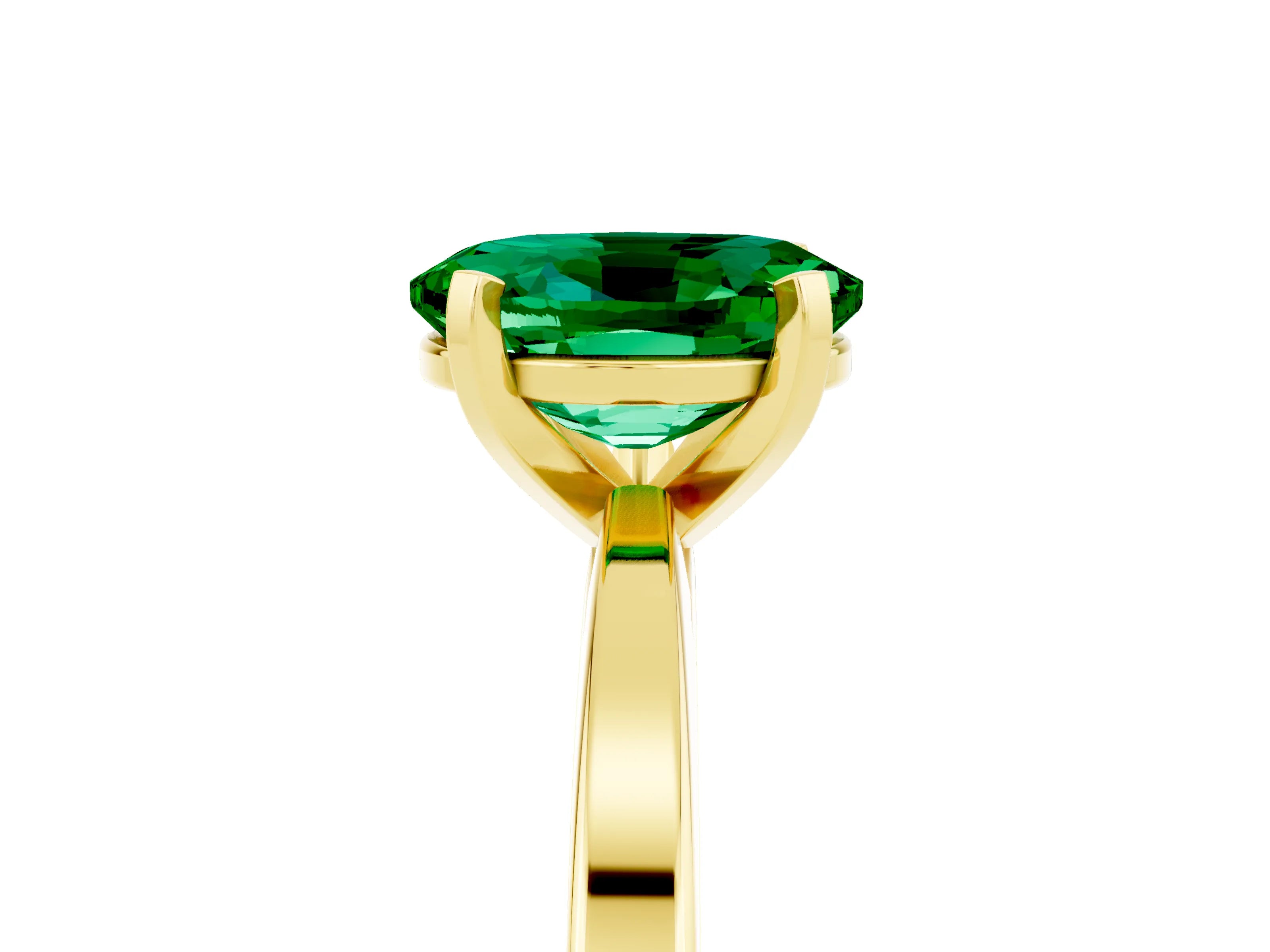 Yellow gold Oval Cut Emerald Solitaire Engagement Ring with Classic Band and Four-Prong Setting_29