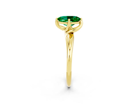 Yellow gold Oval Cut Emerald Solitaire Engagement Ring with Four-Prong Setting and Classic Band_14