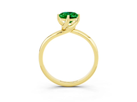 Yellow gold Oval Cut Emerald Solitaire Engagement Ring with Four-Prong Setting and Classic Band_15