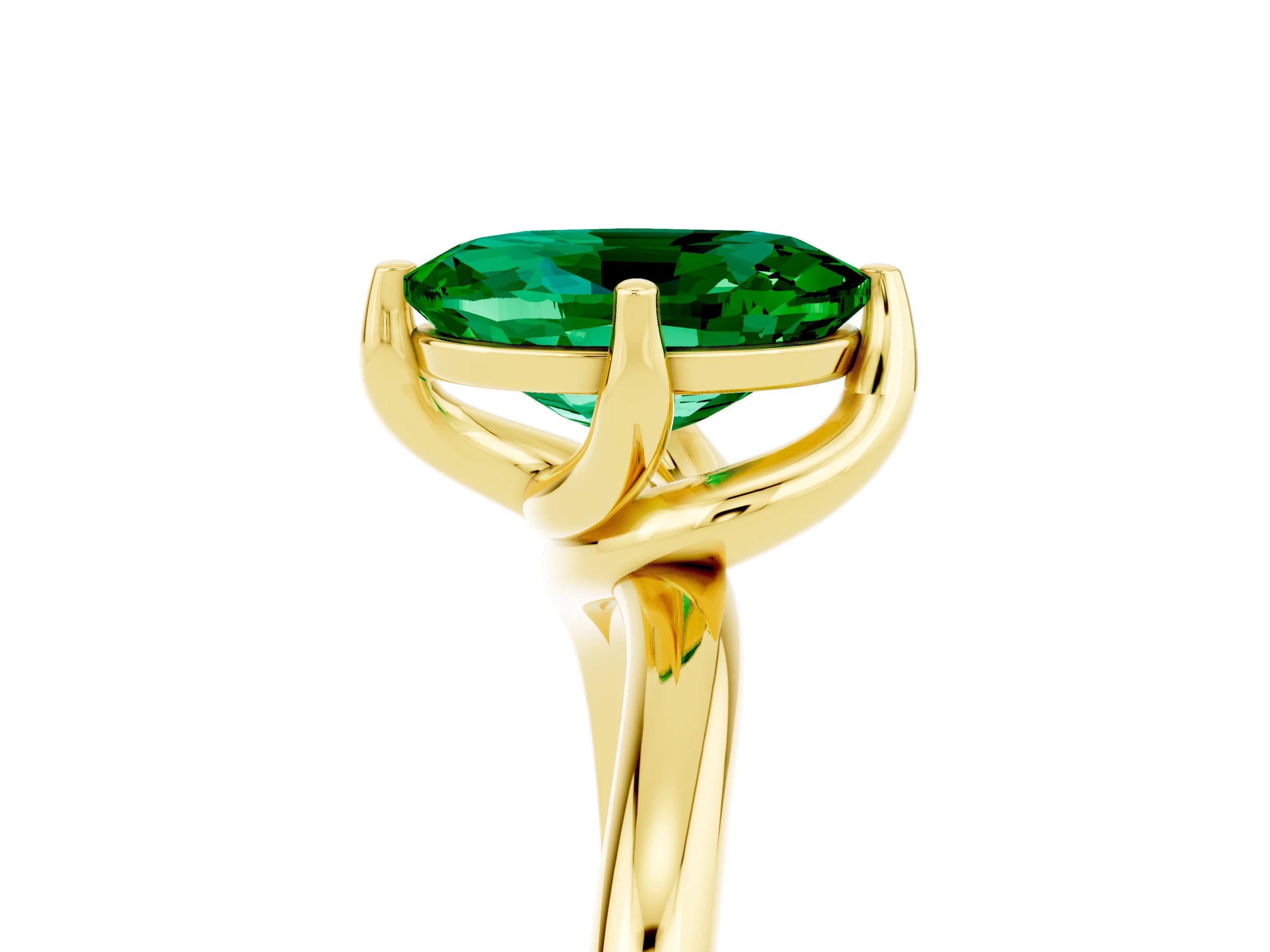Yellow gold Oval Cut Emerald Solitaire Engagement Ring with Four-Prong Setting and Classic Band_17
