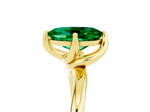 Yellow gold Oval Cut Emerald Solitaire Engagement Ring with Four-Prong Setting and Classic Band_17
