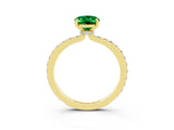 Yellow gold Oval Cut Emerald Solitaire Engagement Ring with Pavé Band and Four-Prong Setting_3