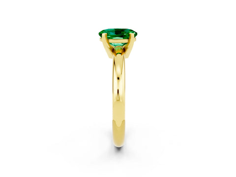 Yellow gold Oval Cut Emerald Solitaire Engagement Ring with Round Band and Four-Prong Setting_2