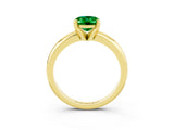 Yellow gold Oval Cut Emerald Solitaire Engagement Ring with Round Band and Four-Prong Setting_3